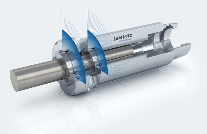 © Leistritz AG Detailed 3D rendering of a high-precision tool by Leistritz, featuring a cutaway model revealing the internal mechanics. | © Leistritz AG